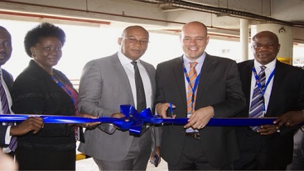 (L-r): Ms. Adebisi Awoniyi, chief operating officer, Mitchelle, group managing director of Interswitch Nigeria Limited and project contractor, Christophe Penninck, chief executive officer of Bi-Courtney Aviation Services Limited (BASL), operator of the Murtala Muhammed Airport Two (MMA2), Lagos and Olusola Olayinka, chief financial officer of BASL at the inauguration of MMA2 automated car park in Lagos.